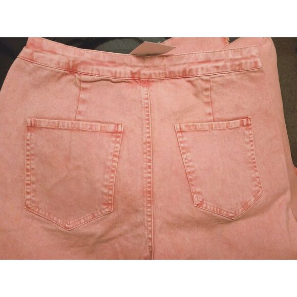 Peach Love Pink Acid Wash Flare Jeans Women Size M Hippie Chic Bell Bottoms Fray - Picture 2 of 5